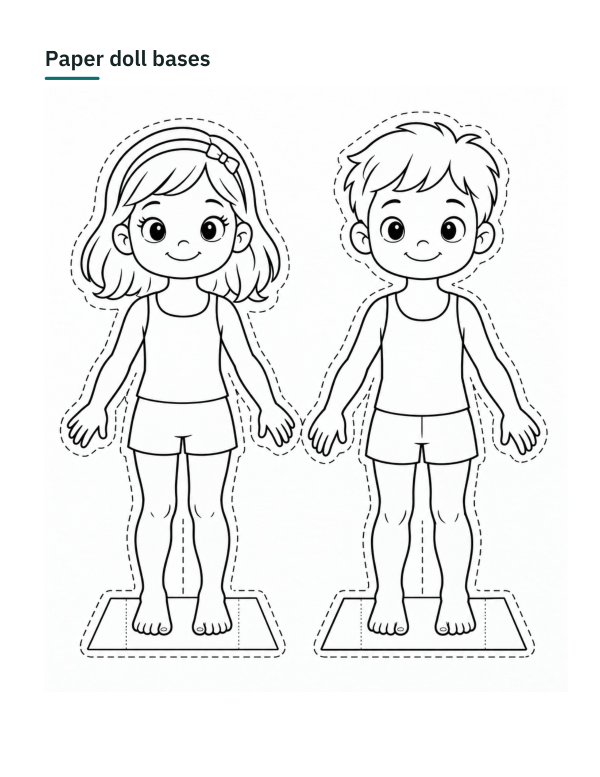 Preview of Printable Paper Doll Bases with Stands